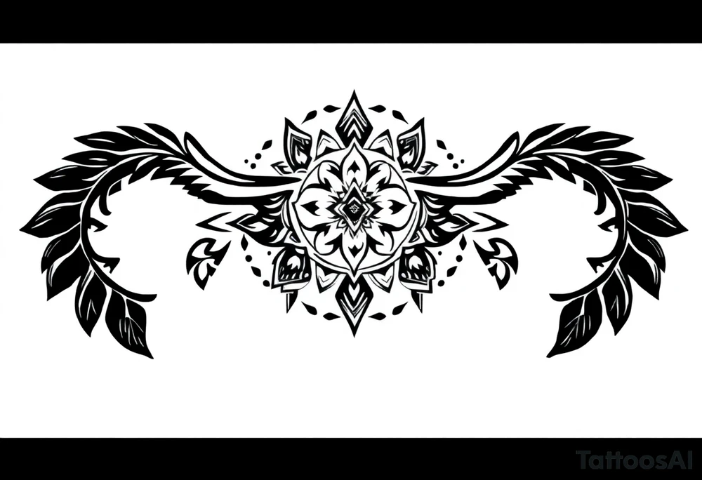 spiritual feathers indian mandala shaman rune tattoo idea