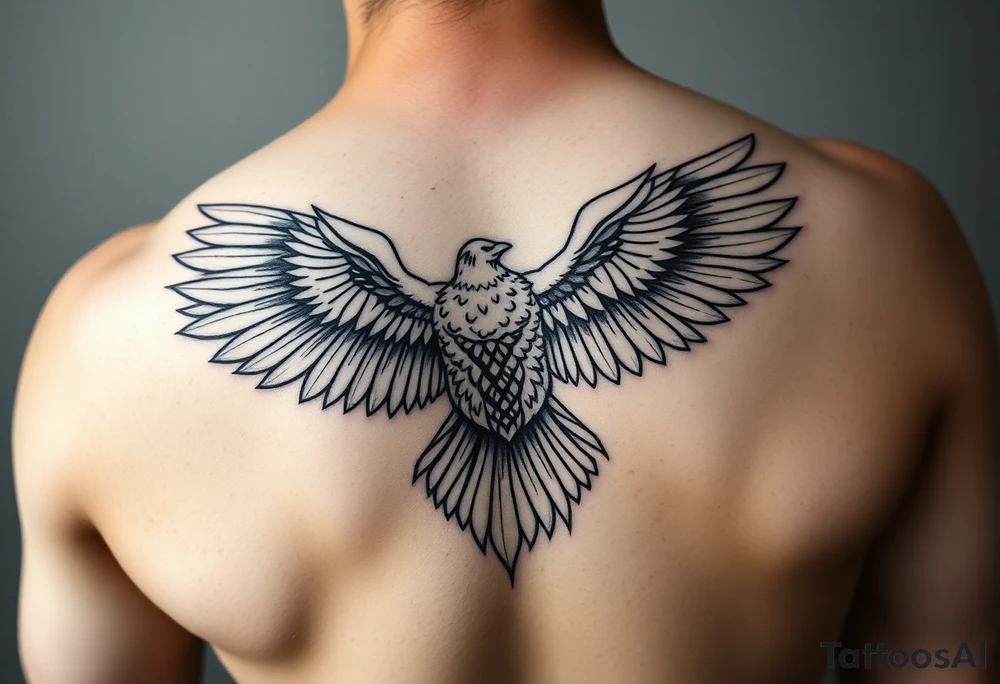Abstract eagle tattoo top down view with fine line tattoo idea Abstract eagle tattoo top down view with fine line tattoo idea