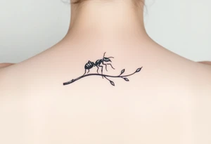 ant on a tree branch tattoo idea