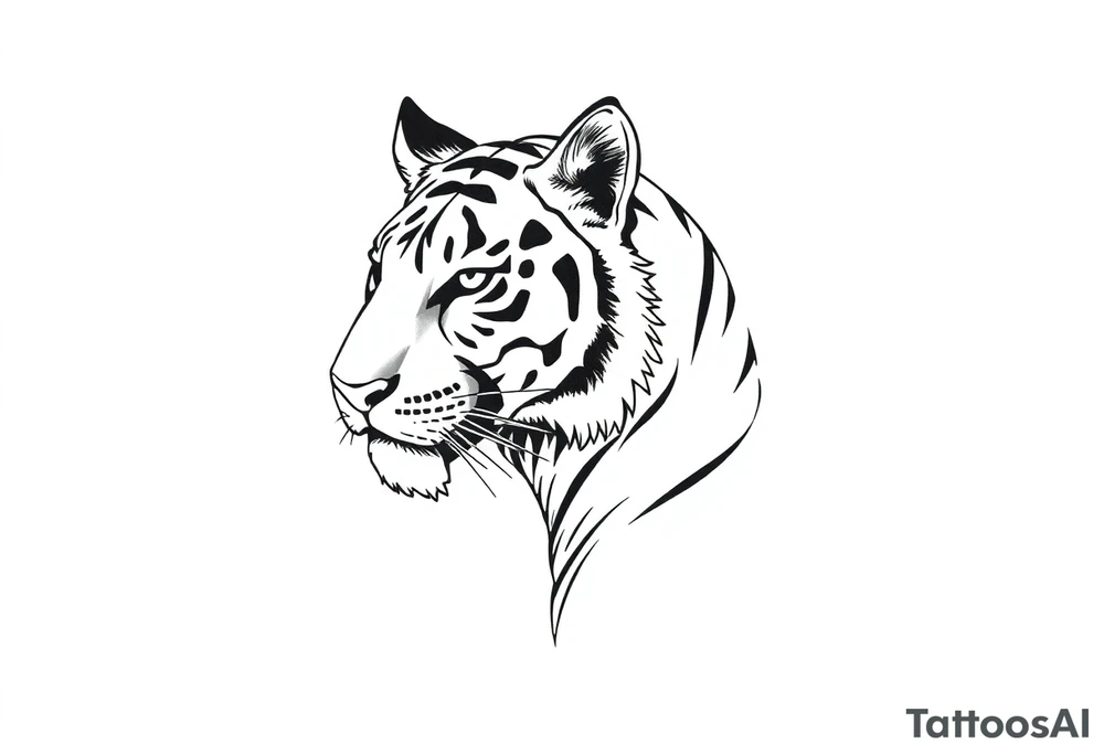 a full color cubist tiger tattoo illustrated in polyc tattoo artist style tattoo idea