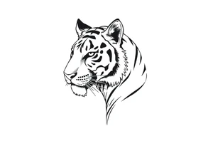 a full color cubist tiger tattoo illustrated in polyc tattoo artist style tattoo idea