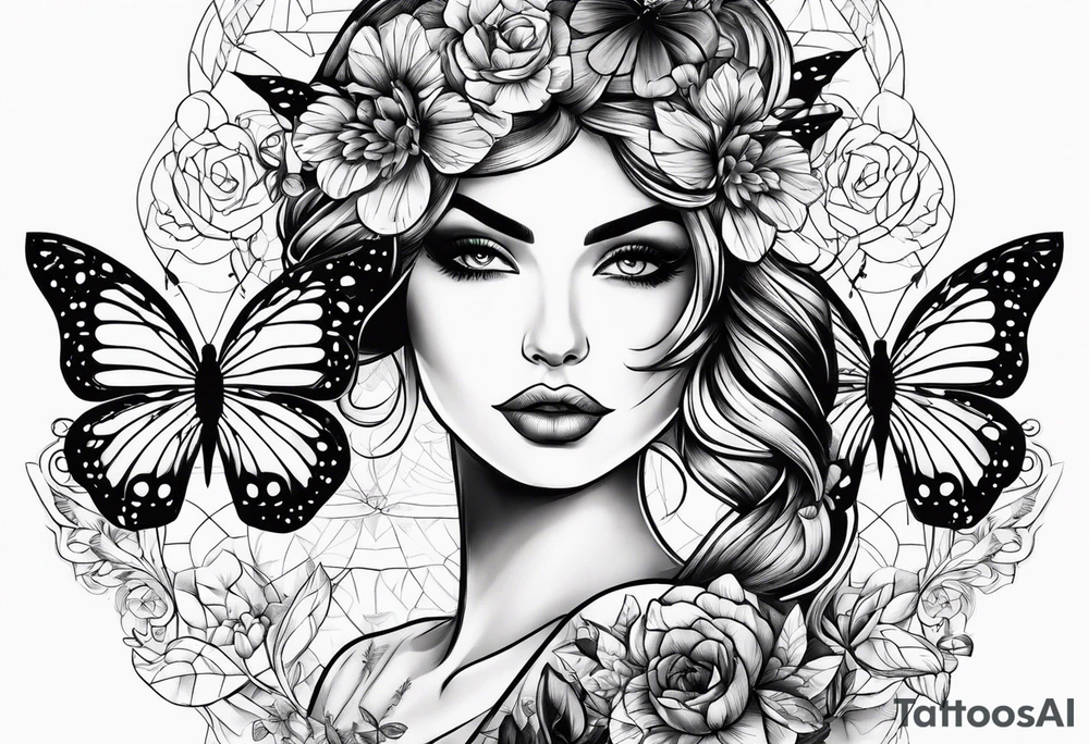 Beautiful tattooed women butterfly sarcastic comment svg tattoo idea