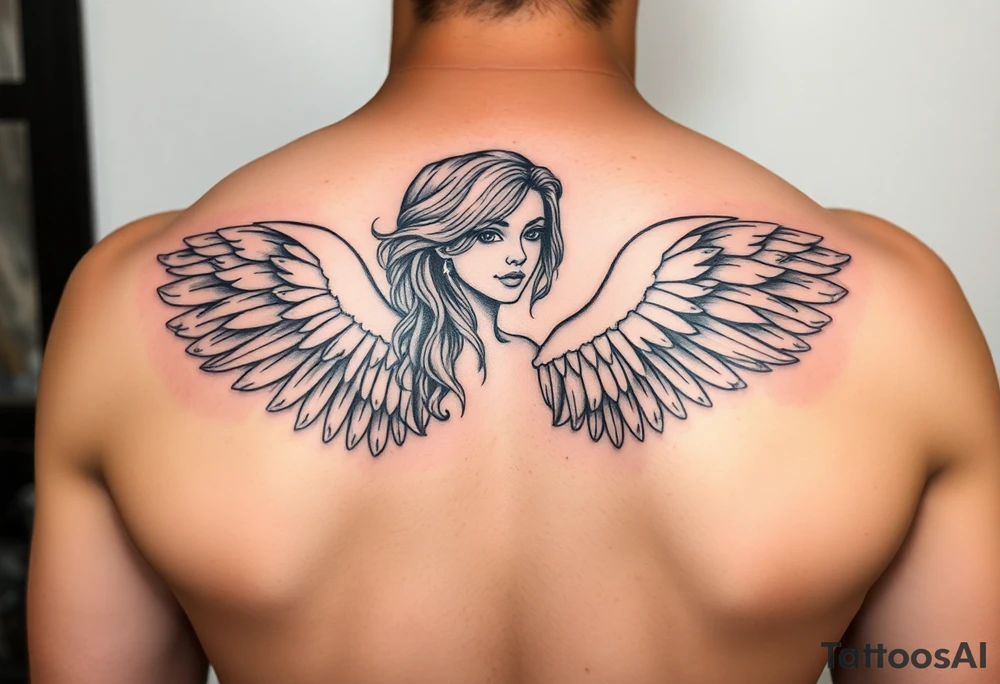 girl with angel wings tattoo idea