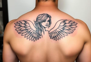 girl with angel wings tattoo idea