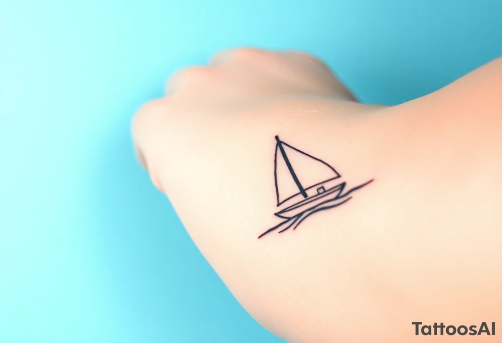 Create a simple sailboat sailing on the ocean. tattoo idea