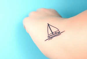 Create a simple sailboat sailing on the ocean. tattoo idea