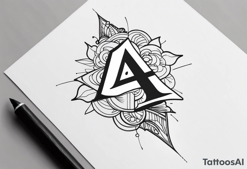 number 4 in a card tattoo idea