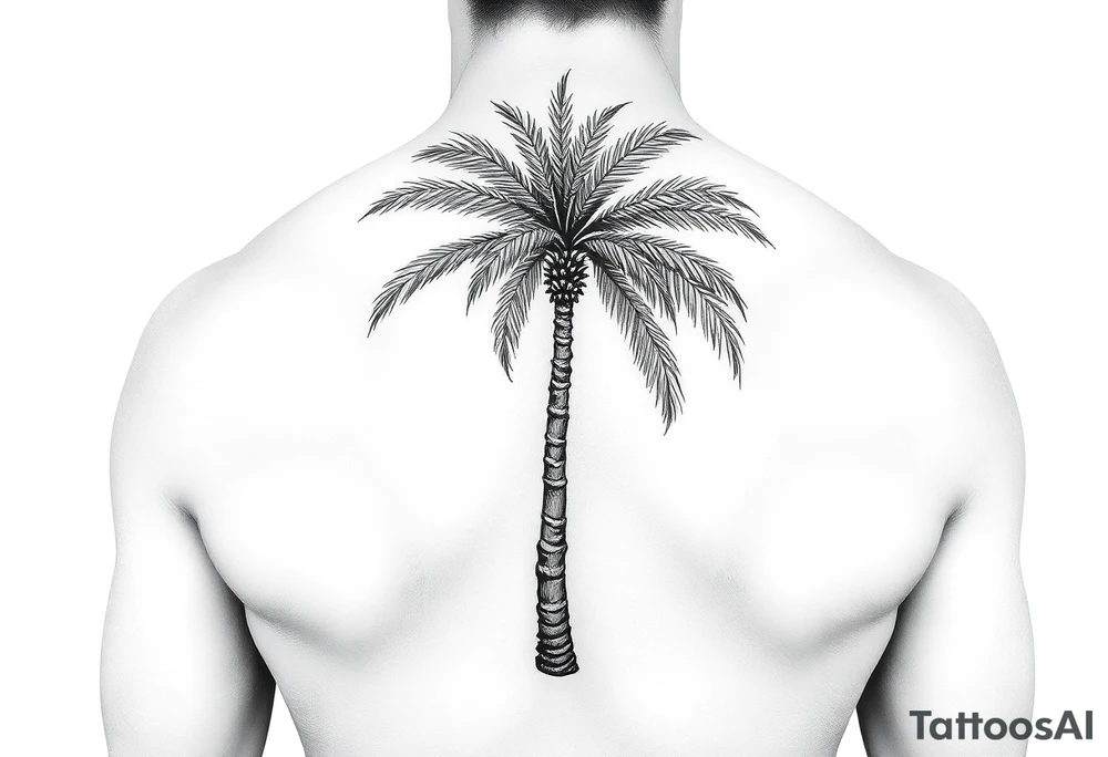 palm tree arm sleeve tattoo idea