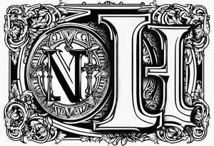 Initials NCA with roman numerals 9-15-16 tattoo idea