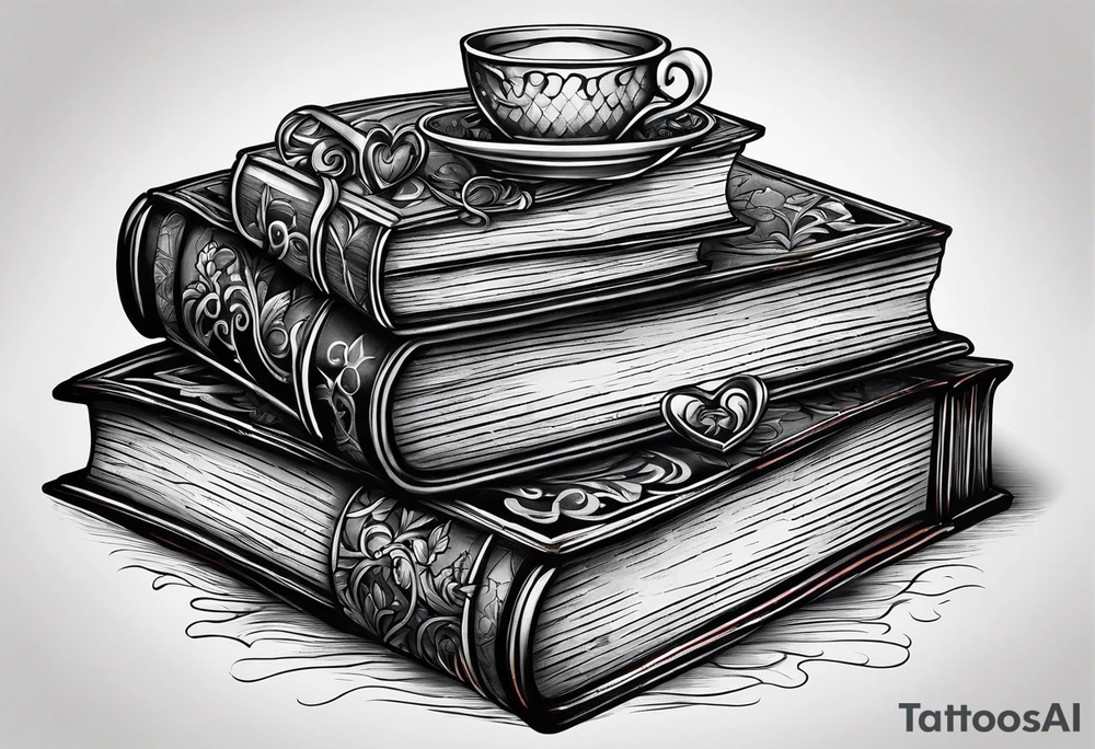 Stack of books with jigsaw puzzle pieces tattoo idea