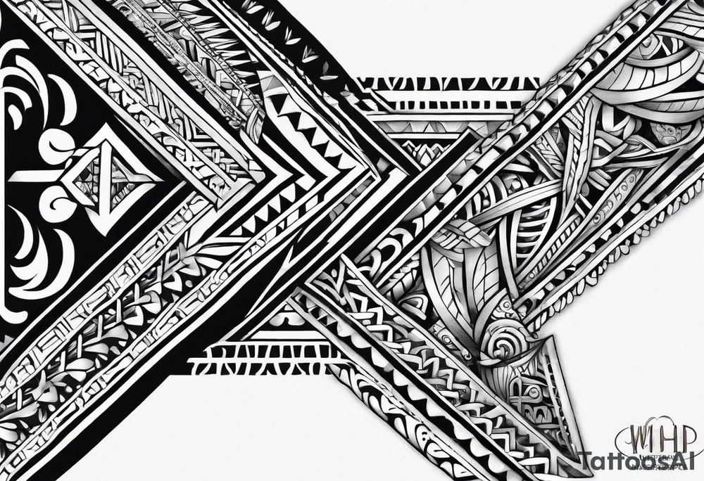 Full Polynesian tribal sleeve tattoo idea
