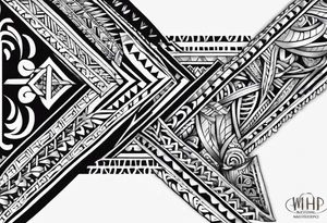 Full Polynesian tribal sleeve tattoo idea