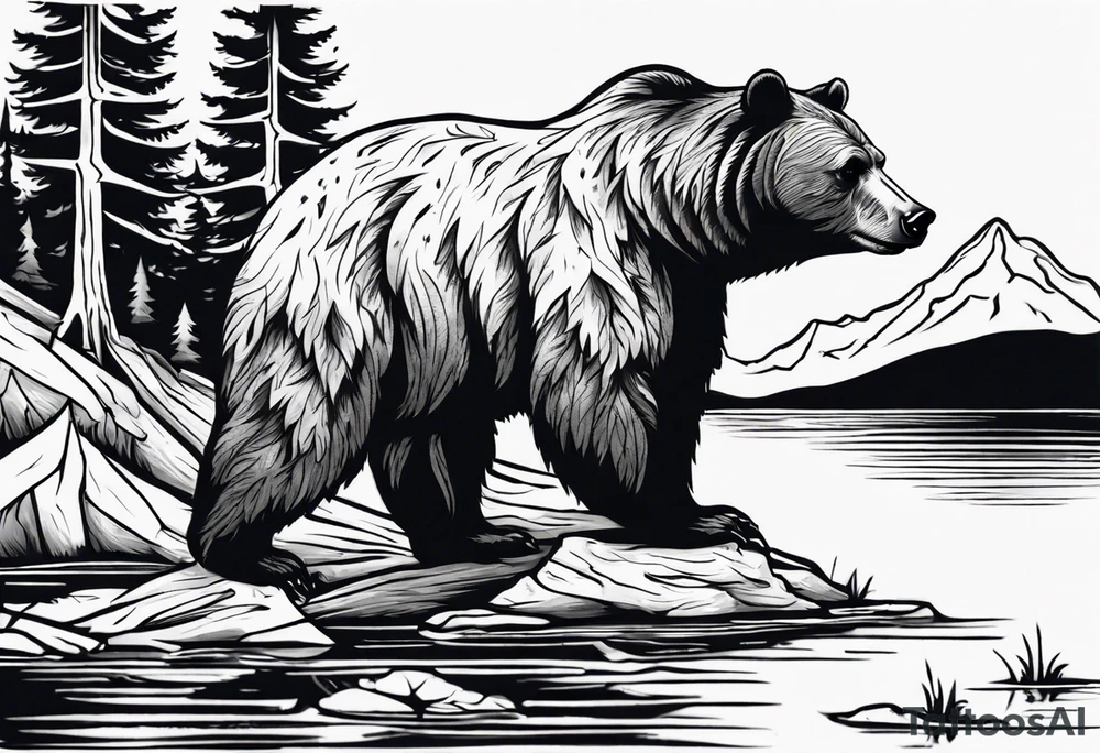 bear, forest, lake, appalachia, arm sleeve tattoo tattoo idea bear, forest, lake, appalachia, arm sleeve tattoo tattoo idea