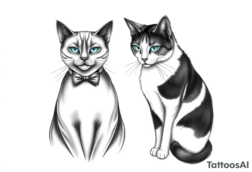 A tuxedo cat and a calico cat tattoo idea