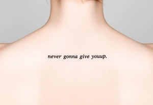 Young Rick Astley Meme Dance and Never Gonna Give You Up text tattoo idea