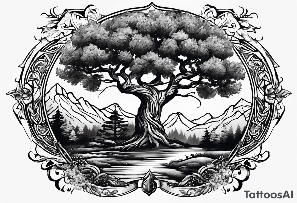 yggdrasil s ptákem tattoo idea