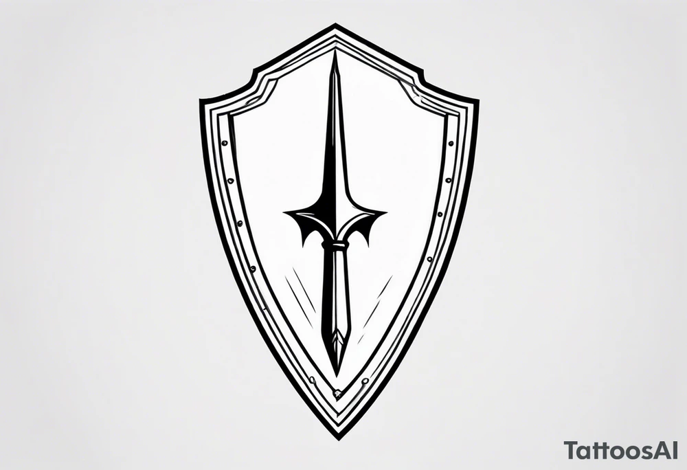 a spear pointing down with a shield in front of it tattoo idea a spear pointing down with a shield in front of it tattoo idea