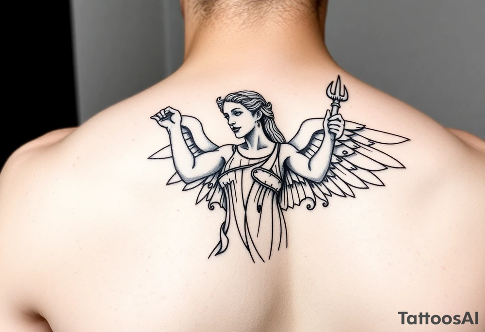 Athena on upper arm sleeve tattoo idea