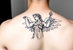 Athena on upper arm sleeve tattoo idea