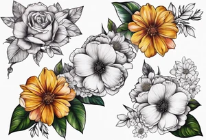 Floral with flowers biceps tattoo idea