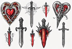 One sketch of a dagger entering the heart tattoo idea
