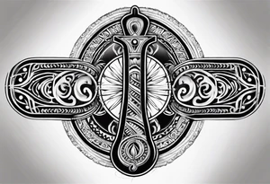 ankh mixed maori whole arm tattoo idea