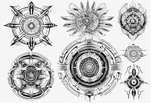 Make a mandala with a futuristic look tattoo idea