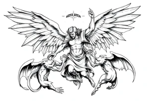Michael the archangel fighting demons tattoo idea