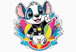 stitch high five wi
th paw patrol tattoo idea