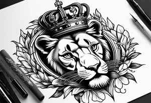 Lion cub with crown tattoo idea