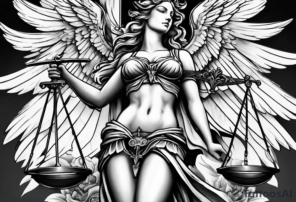lady justice with wing tattoo idea