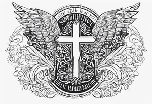 Something biblical quote, and angel, crosses tattoo idea