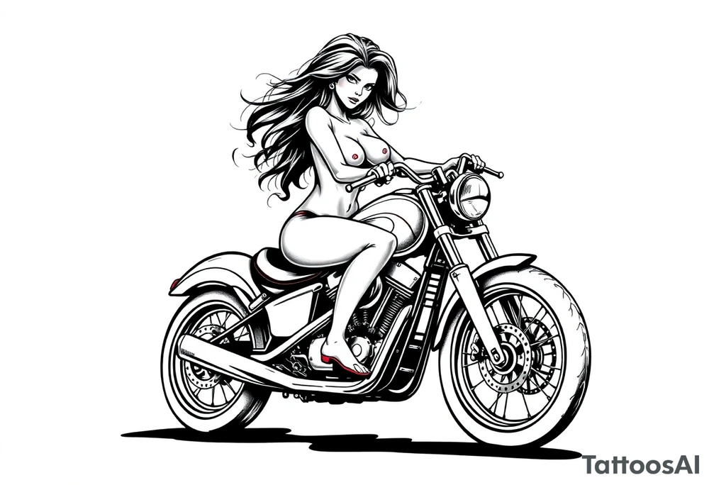 naked girl on motorcycle, slut, angry tattoo idea