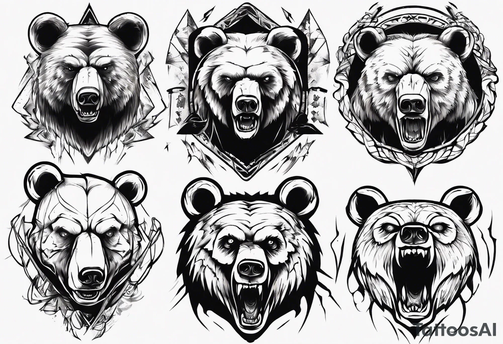 menacing bear tattoo idea