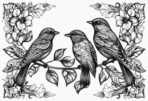Small two birds fine line tattoo idea