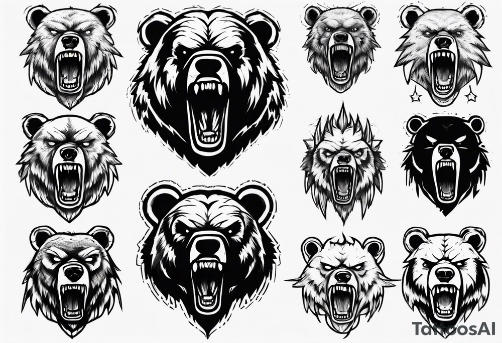Angry bear coming up behind a city tattoo idea