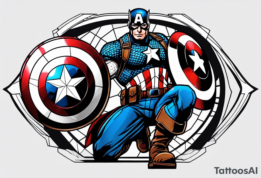 Une épee transperce le bouclier de Captain America tattoo idea