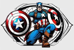 Une épee transperce le bouclier de Captain America tattoo idea