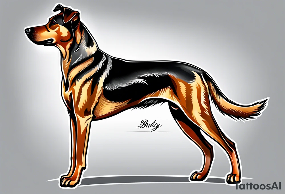 Dog of breed mountain feist named buddy tattoo idea