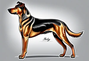 Dog of breed mountain feist named buddy tattoo idea