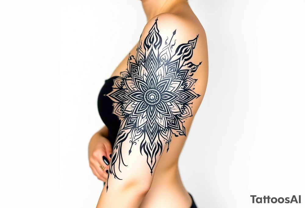 shaman style mytical mandala tattoo idea