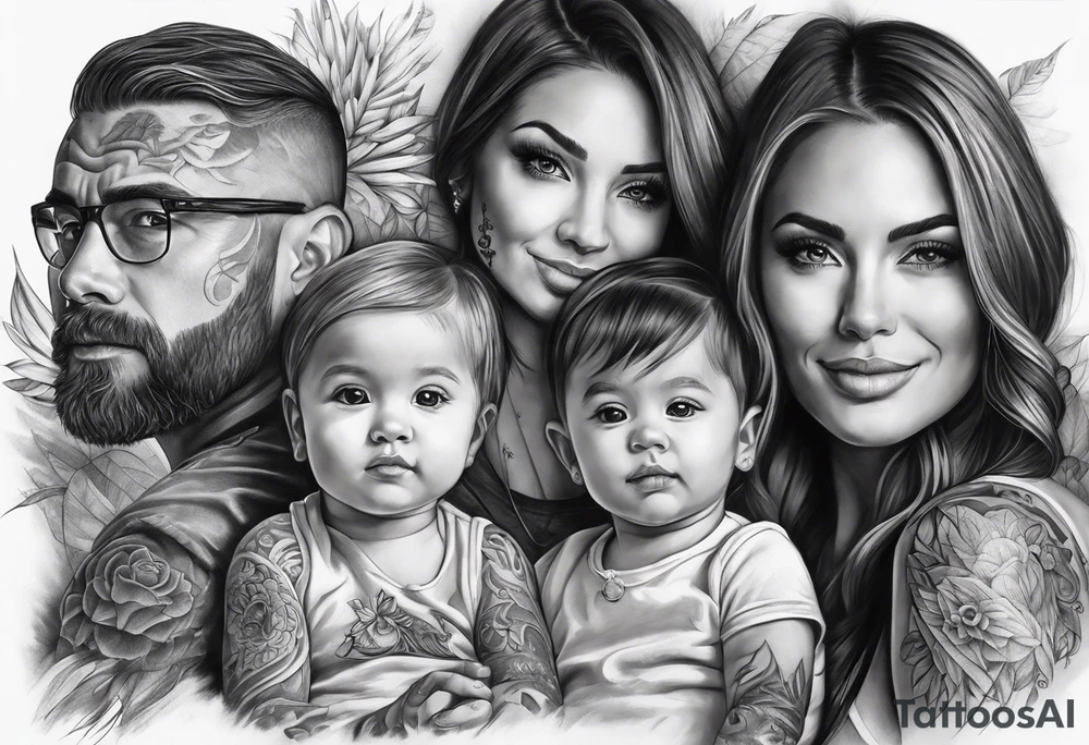 Full sleeve tattoo family tattoo idea