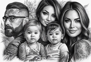 Full sleeve tattoo family tattoo idea