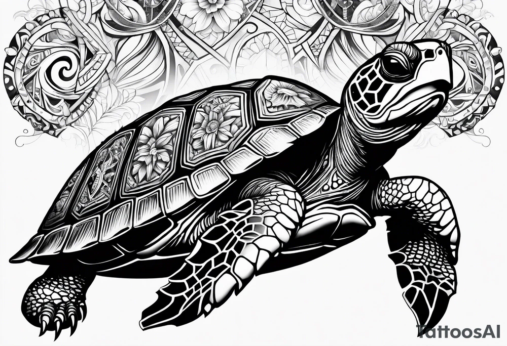 Turtle with compass tattoo idea