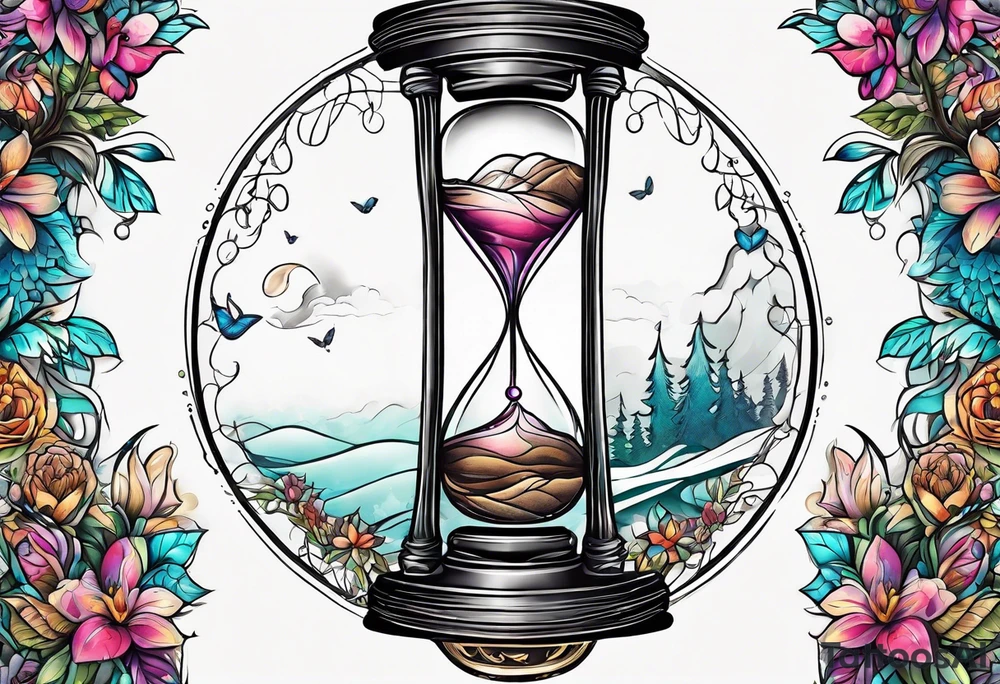 hourglass and tree of life tattoo idea