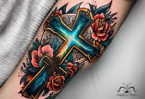 Isaiah 60:22 on my forearm with a cross and some kind of animal tattoo idea