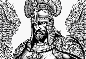 greek god ares wearing helmet tattoo idea