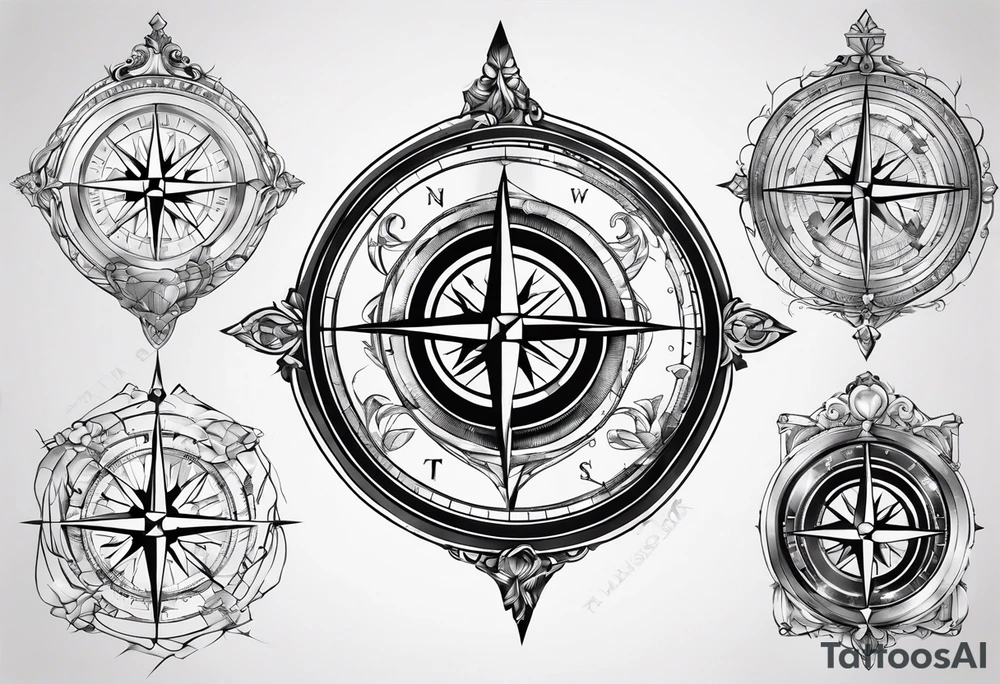 glass broken on compass tattoo idea