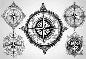 glass broken on compass tattoo idea