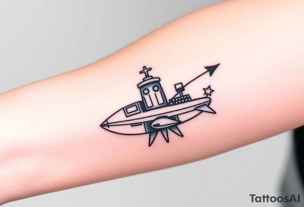 Rocket ship with a K and J somewhere on it tattoo idea